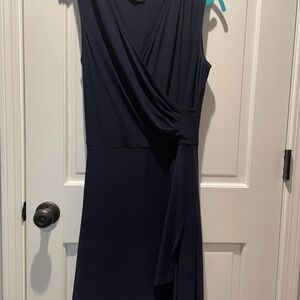 Navy Blue Sleeveless Wrap Style Dress. Size XL.